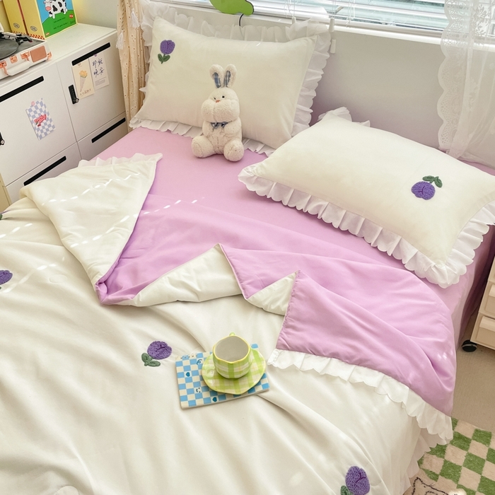 91家纺网 家纺一手货源 找家纺 2023新款夏被四件套 郁金香-紫