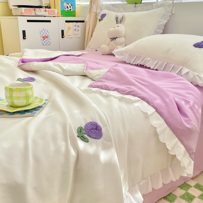 91家纺网 家纺一手货源 找家纺 2023新款夏被四件套 郁金香-紫