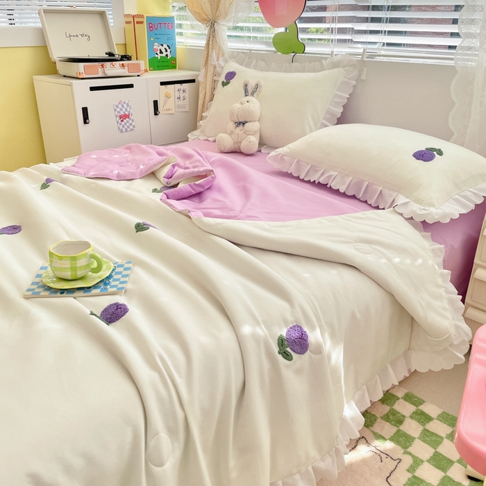 91家纺网 家纺一手货源 找家纺 2023新款夏被四件套 郁金香-紫