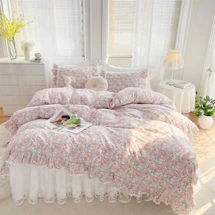 菊上2023新款全棉-法式风蕾丝床裙四件套 8.小花仙