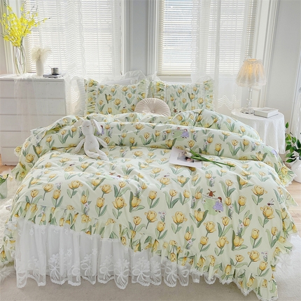 菊上2023新款全棉-法式风蕾丝床裙四件套 10.小香郁 