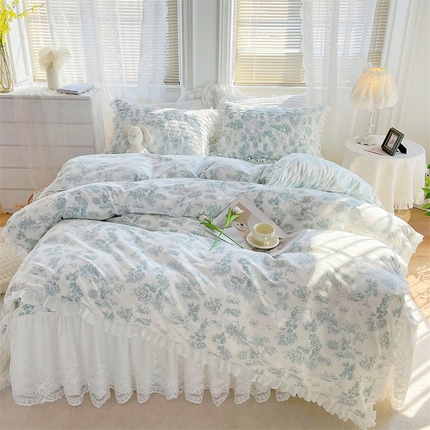 91家纺网 家纺一手货源 找家纺 菊上2023新款全棉-法式风蕾丝床裙四件套 3.挪威生活