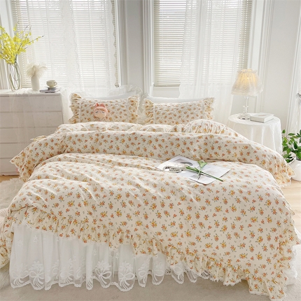 91家纺网 家纺一手货源 找家纺 菊上2023新款全棉-法式风蕾丝床裙四件套 4.小恋秋