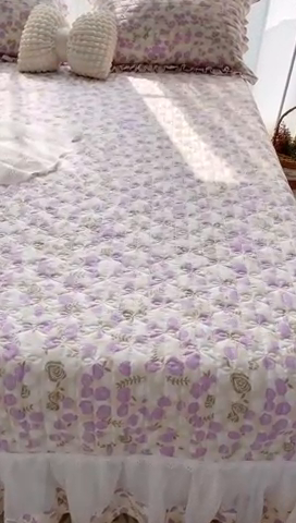 91家纺网 家纺一手货源 找家纺 菊上2023新款全棉-法式风蕾丝床裙四件套 2.紫色玫瑰