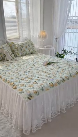 91家纺网 家纺一手货源 找家纺 菊上2023新款全棉-法式风蕾丝床裙四件套 10.小香郁 