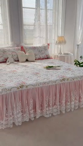 91家纺网 家纺一手货源 找家纺 菊上2023新款全棉-法式风蕾丝床裙四件套 1.安娜花园