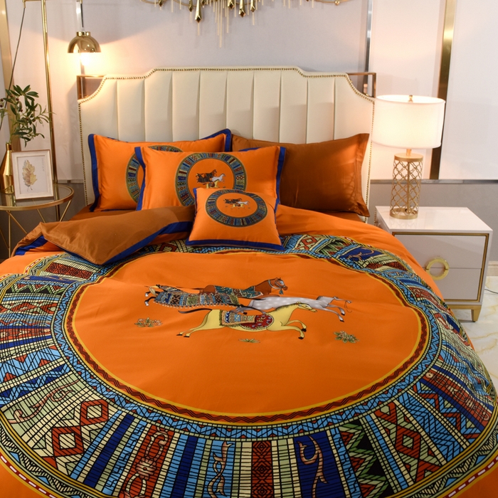 91家纺网 家纺一手货源 找家纺 爵仕2023高端60支埃及长绒棉四件套 爵士黄