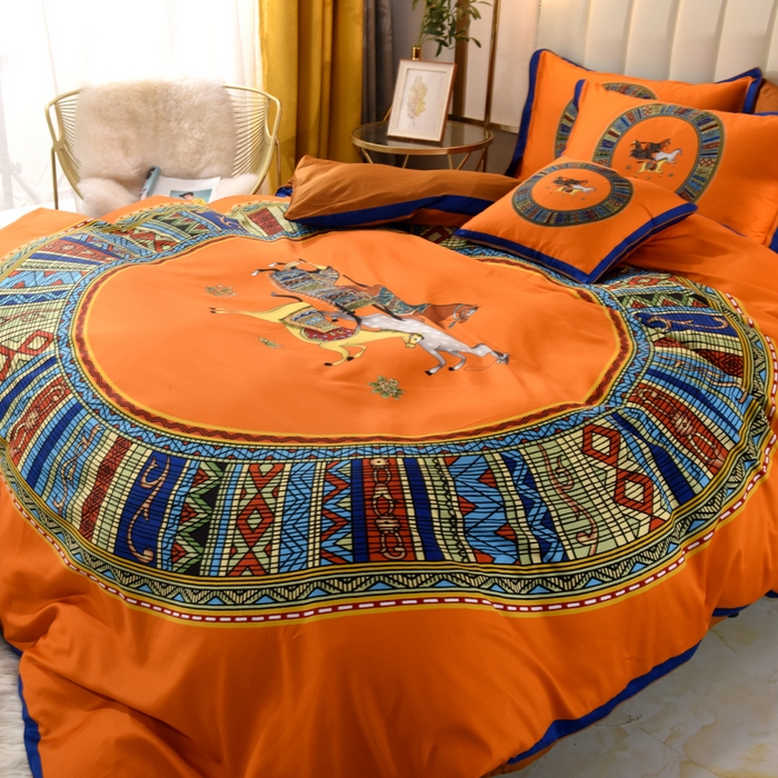 91家纺网 家纺一手货源 找家纺 爵仕2023高端60支埃及长绒棉四件套 爵士黄