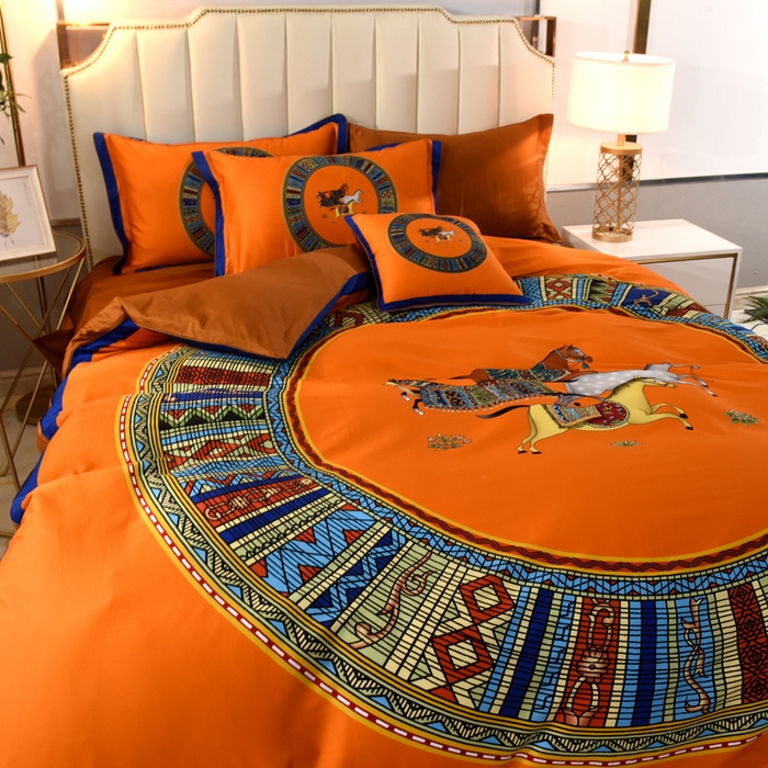 91家纺网 家纺一手货源 找家纺 爵仕2023高端60支埃及长绒棉四件套 爵士黄