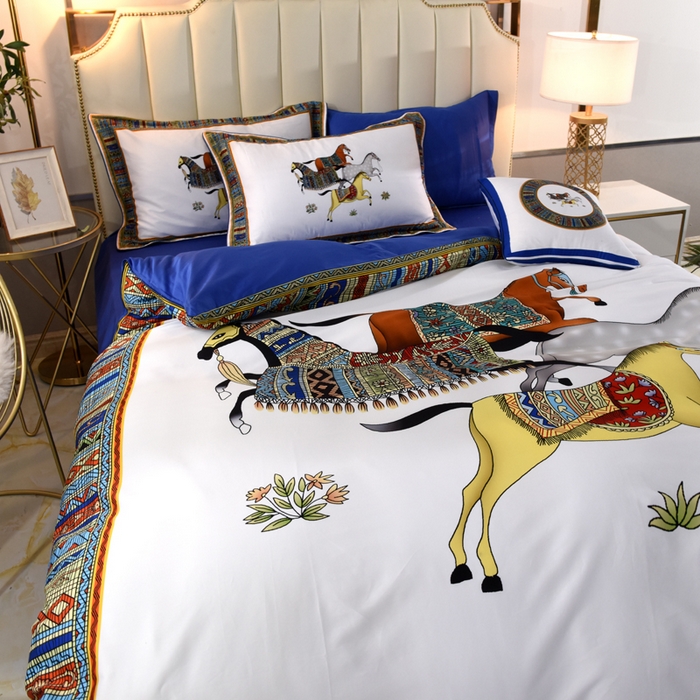 91家纺网 家纺一手货源 找家纺 爵仕2023高端60支埃及长绒棉四件套 玲珑白