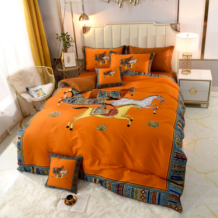 91家纺网 家纺一手货源 找家纺 爵仕2023高端60支埃及长绒棉四件套 绅士黄