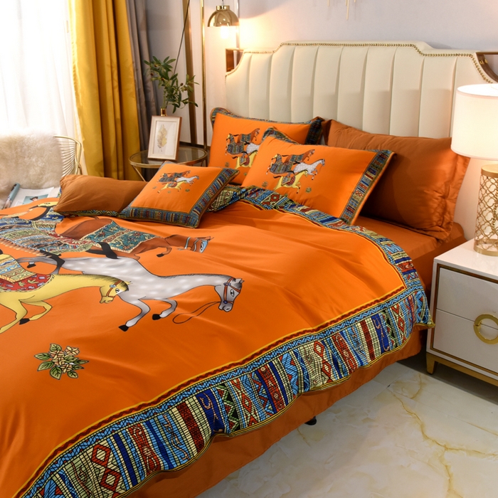 91家纺网 家纺一手货源 找家纺 爵仕2023高端60支埃及长绒棉四件套 绅士黄