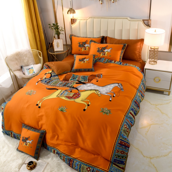 91家纺网 家纺一手货源 找家纺 爵仕2023高端60支埃及长绒棉四件套 绅士黄