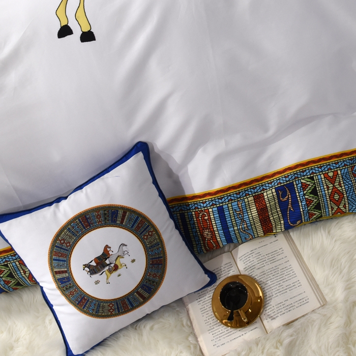 91家纺网 家纺一手货源 找家纺 爵仕2023高端60支埃及长绒棉四件套 玲珑白