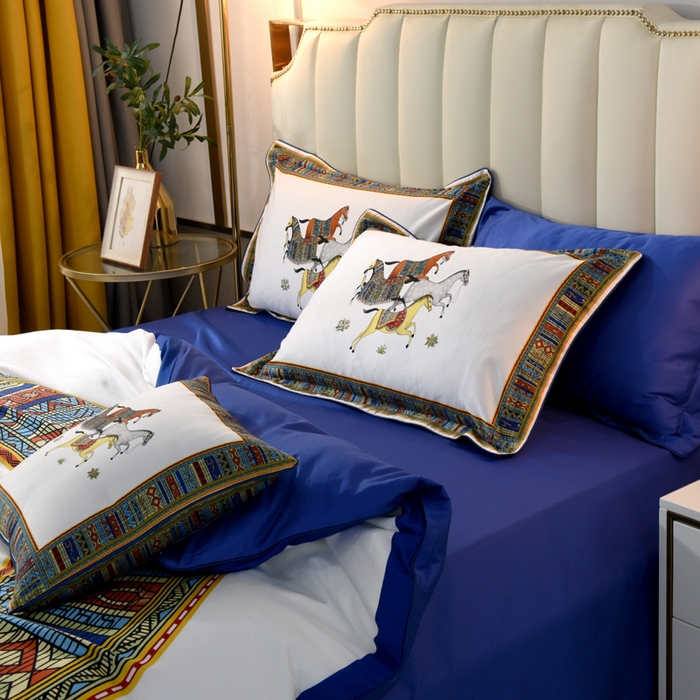 91家纺网 家纺一手货源 找家纺 爵仕2023高端60支埃及长绒棉四件套 陶瓷白