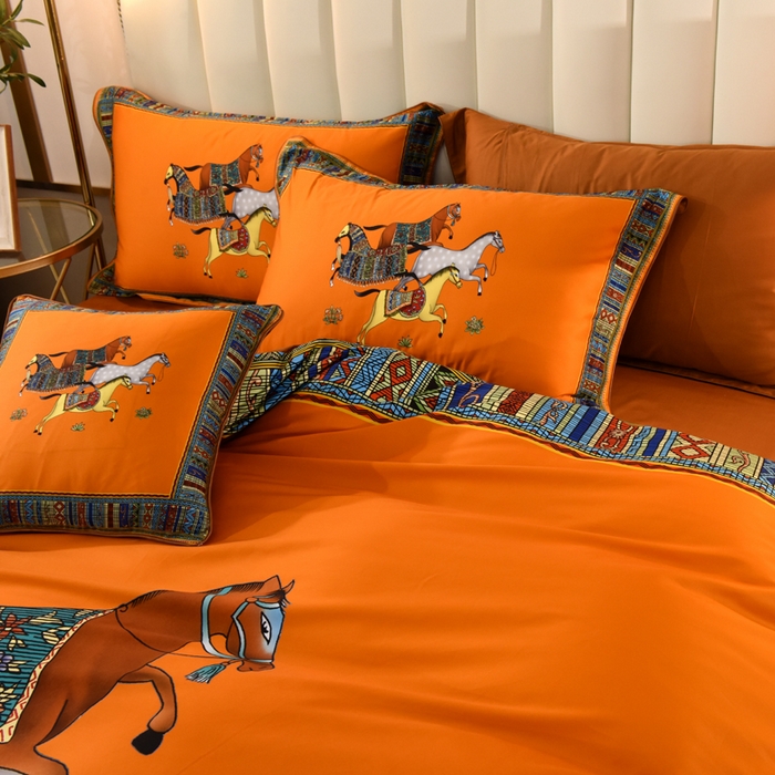 91家纺网 家纺一手货源 找家纺 爵仕2023高端60支埃及长绒棉四件套 绅士黄