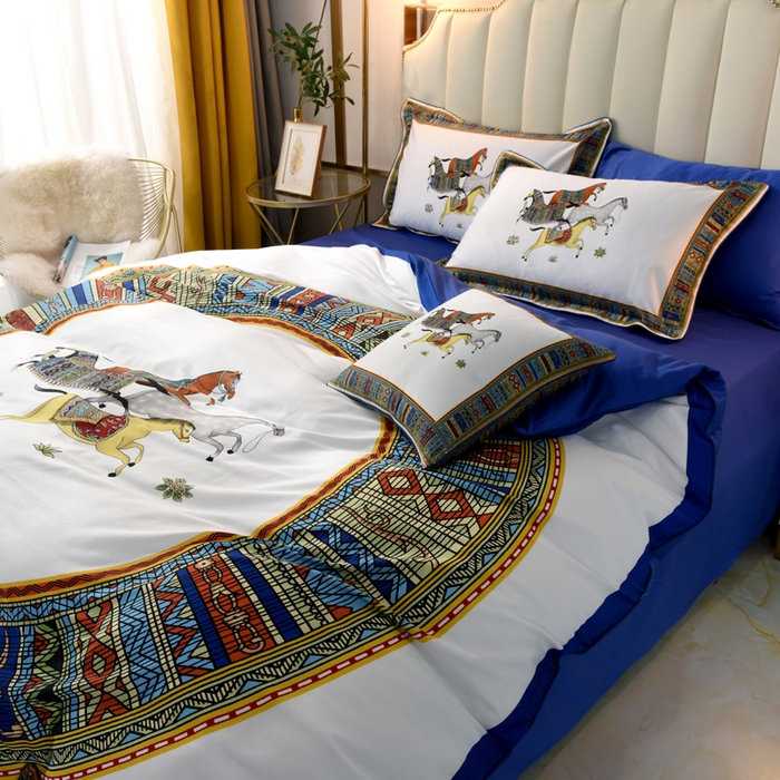 91家纺网 家纺一手货源 找家纺 爵仕2023高端60支埃及长绒棉四件套 陶瓷白