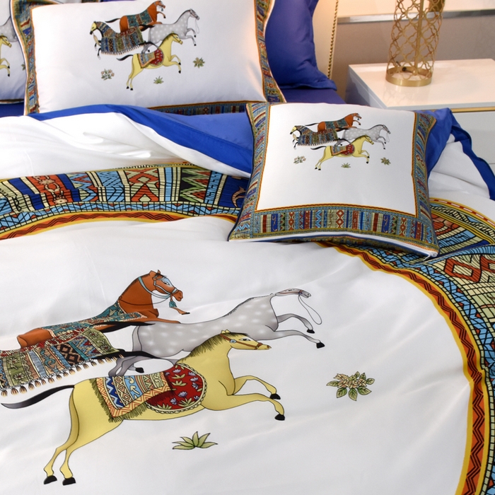 91家纺网 家纺一手货源 找家纺 爵仕2023高端60支埃及长绒棉四件套 陶瓷白