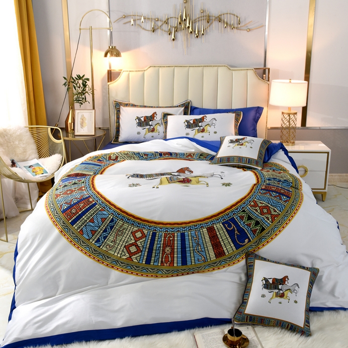 91家纺网 家纺一手货源 找家纺 爵仕2023高端60支埃及长绒棉四件套 陶瓷白