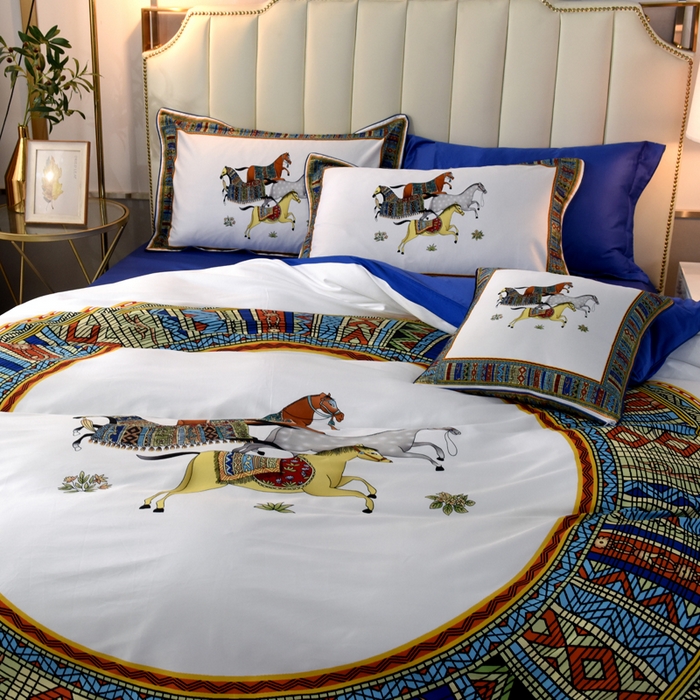 91家纺网 家纺一手货源 找家纺 爵仕2023高端60支埃及长绒棉四件套 陶瓷白