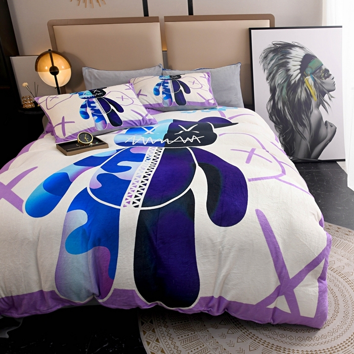 91家纺网 家纺一手货源 找家纺 （总）爵仕 2023新款暴力熊系列牛奶绒四件套