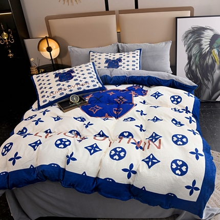 爵仕 2023新款暴力熊系列牛奶绒四件套 克莱因蓝