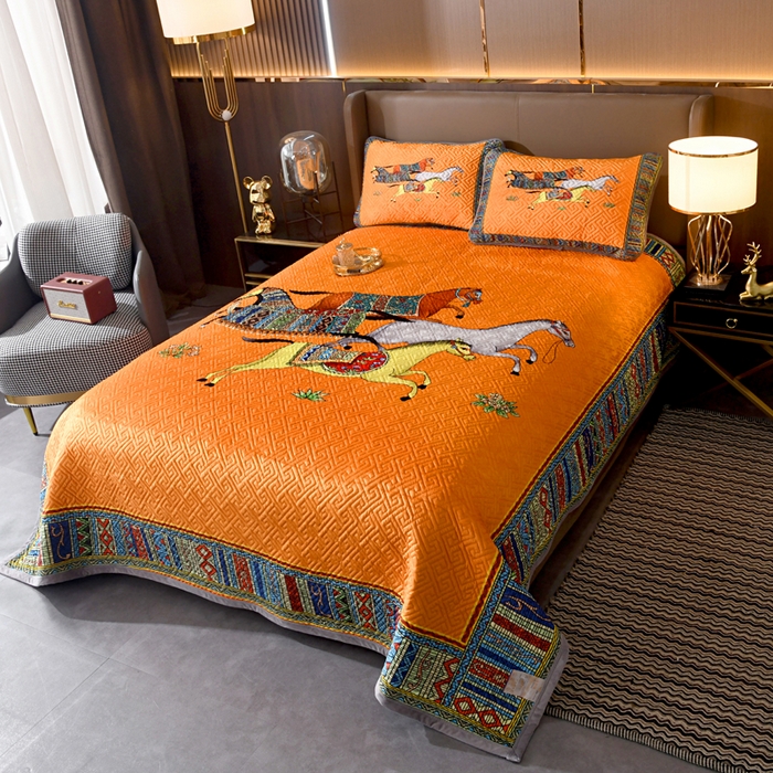 91家纺网 家纺一手货源 找家纺 （总）爵仕家纺 2025新款高端加厚数码印花宝宝绒床盖三件套四季可用