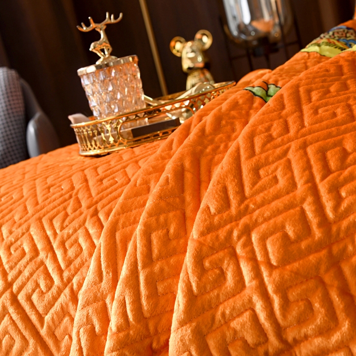 91家纺网 家纺一手货源 找家纺 爵仕家纺 2025新款高端加厚数码印花宝宝绒床盖三件套四季可用 群马黄