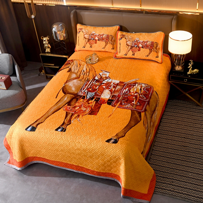 91家纺网 家纺一手货源 找家纺 爵仕家纺 2025新款高端加厚数码印花宝宝绒床盖三件套四季可用 皇马