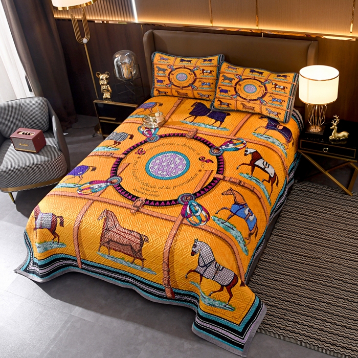 91家纺网 家纺一手货源 找家纺 爵仕家纺 2025新款高端加厚数码印花宝宝绒床盖三件套四季可用 十骏马