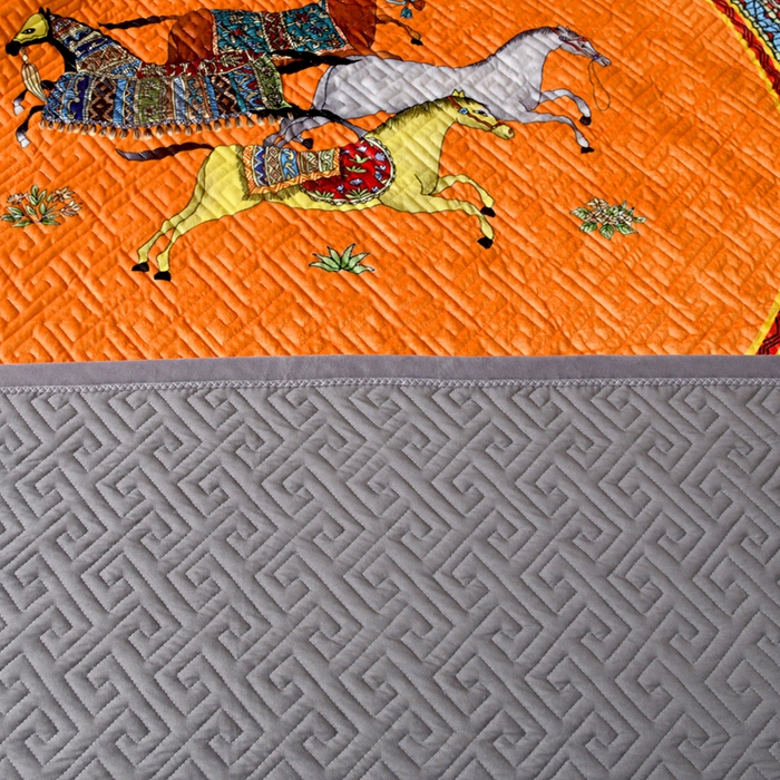 91家纺网 家纺一手货源 找家纺 爵仕家纺 2025新款高端加厚数码印花宝宝绒床盖三件套四季可用 陶瓷黄