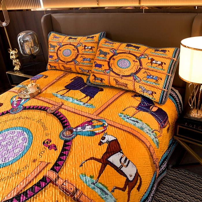 91家纺网 家纺一手货源 找家纺 爵仕家纺 2025新款高端加厚数码印花宝宝绒床盖三件套四季可用 十骏马