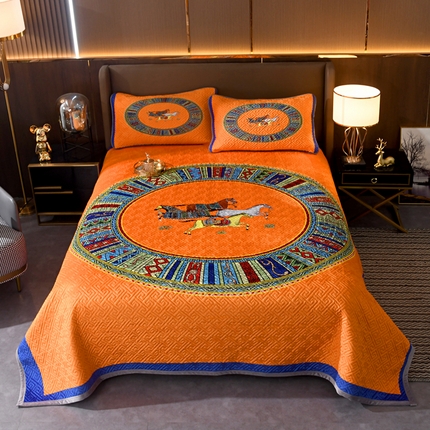 91家纺网 家纺一手货源 找家纺 爵仕家纺 2025新款高端加厚数码印花宝宝绒床盖三件套四季可用 陶瓷黄