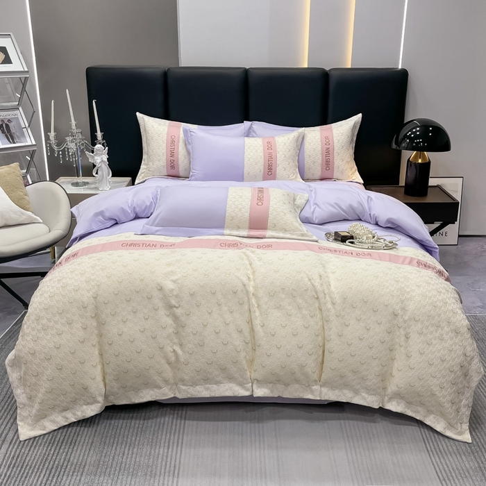 91家纺网 家纺一手货源 找家纺 慕语 2023新款千禧格磨毛四件套 千禧格-梦幻紫