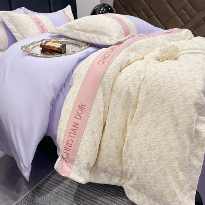 91家纺网 家纺一手货源 找家纺 慕语 2023新款千禧格磨毛四件套 千禧格-梦幻紫