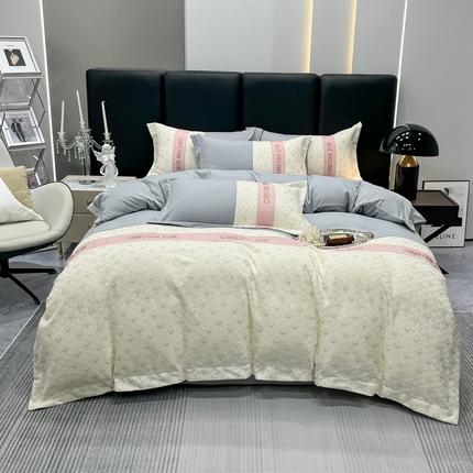 91家纺网 家纺一手货源 找家纺 慕语 2023新款千禧格磨毛四件套 千禧格-高级灰