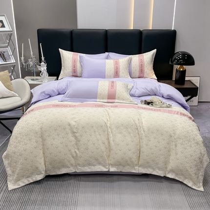 91家纺网 家纺一手货源 找家纺 慕语 2023新款千禧格磨毛四件套 千禧格-梦幻紫