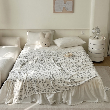 91家纺网 家纺一手货源 找家纺 麻依 2023新款竹纤维印花款毛巾被冷感毯子夏凉被盖毯 云朵