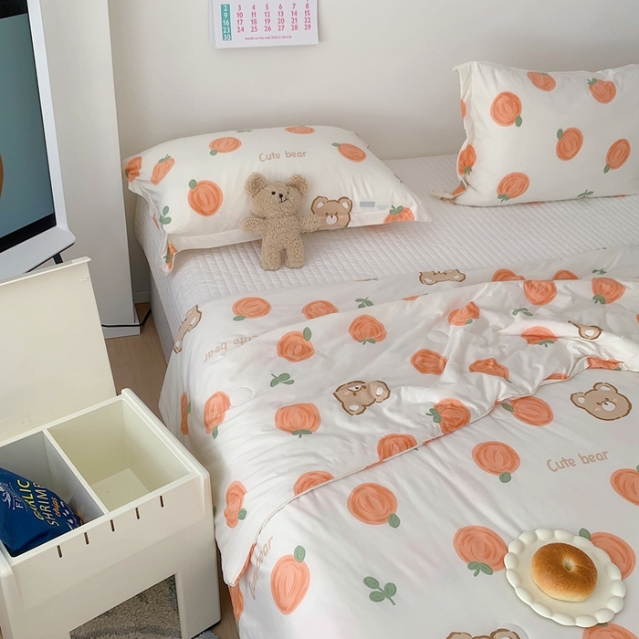 91家纺网 家纺一手货源 找家纺 顾里 2023新款牛奶针织棉夏被 桔子小熊