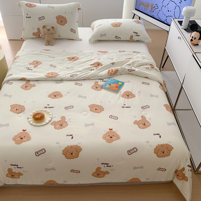 91家纺网 家纺一手货源 找家纺 顾里 2023新款牛奶针织棉夏被 可爱小狗