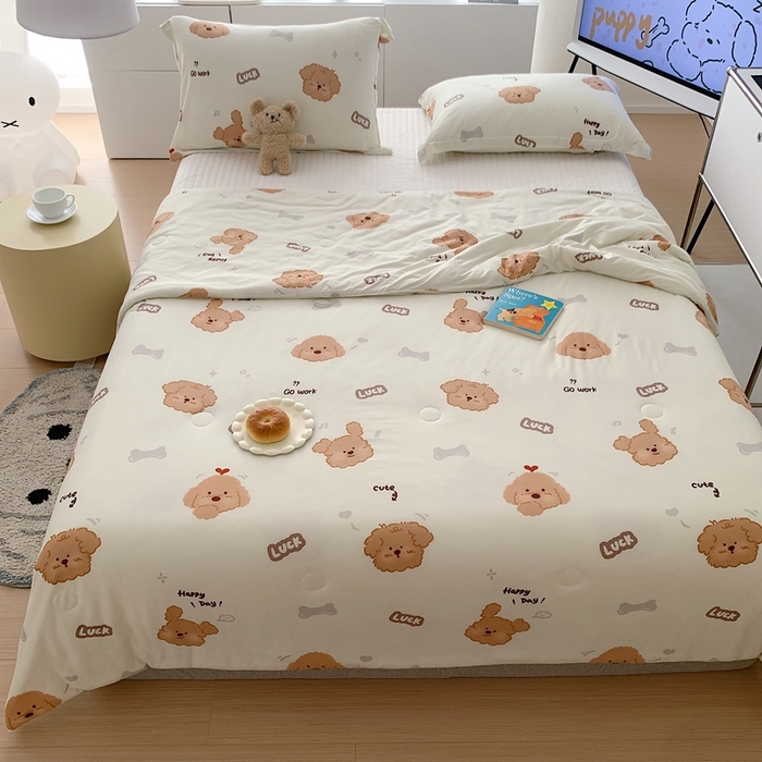 91家纺网 家纺一手货源 找家纺 顾里 2023新款牛奶针织棉夏被 可爱小狗