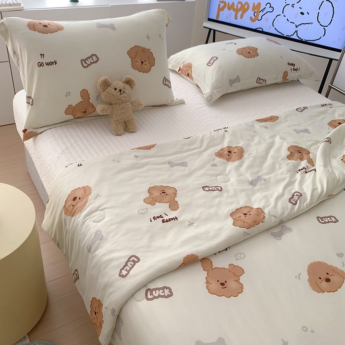 91家纺网 家纺一手货源 找家纺 顾里 2023新款牛奶针织棉夏被 可爱小狗