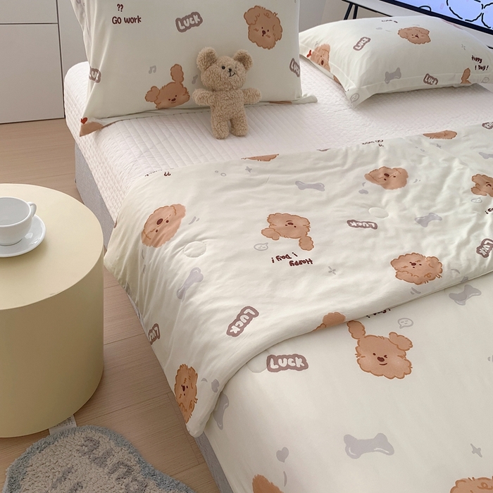 91家纺网 家纺一手货源 找家纺 顾里 2023新款牛奶针织棉夏被 可爱小狗