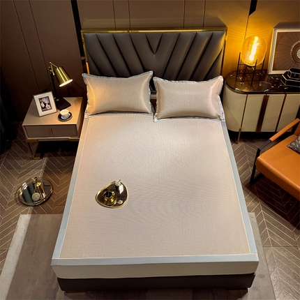 91家纺网 家纺一手货源 找家纺 兄弟坊2023全冰丝高密碳光冰丝凉席 冰丝席-浅咖