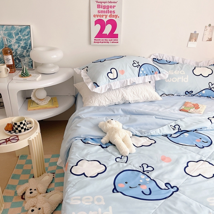 91家纺网 家纺一手货源 找家纺 顾里 2023新款韩系ins夏被套件 海洋世界