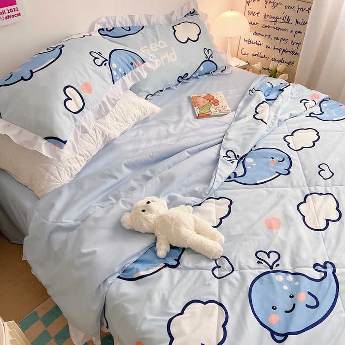 91家纺网 家纺一手货源 找家纺 顾里 2023新款韩系ins夏被套件 海洋世界