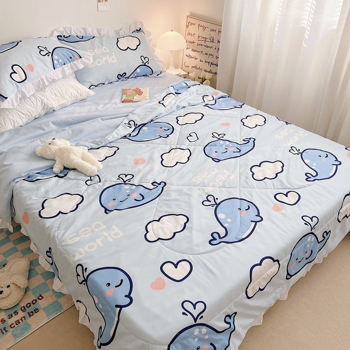 91家纺网 家纺一手货源 找家纺 顾里 2023新款韩系ins夏被套件 海洋世界