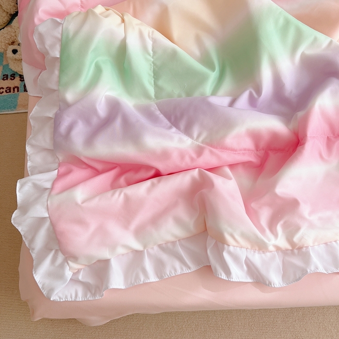 91家纺网 家纺一手货源 找家纺 顾里 2023新款韩系ins夏被套件 渐变彩虹