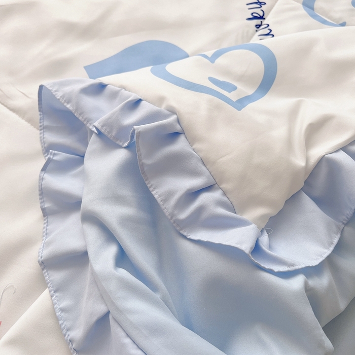 91家纺网 家纺一手货源 找家纺 顾里 2023新款韩系ins夏被套件 涂鸦蓝心