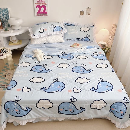 91家纺网 家纺一手货源 找家纺 顾里 2023新款韩系ins夏被套件 海洋世界